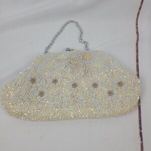 1950s Vintage Beaded Iridescent Sequin Purse Clutch Evening bag Made‎ Hong Kong